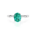 Stunning oval vibrant green gemstone ring set in sterling silver with unique wavy band design. - Size 5 / Streamlined Wave Style (FDJZ-136) / Paraiba Color