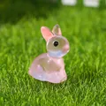 Petite figurine de lapin en resine rose lumineuse pour micro-paysage decoration. - Style A