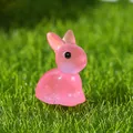 Figurine miniature de lapin en résine rose, joli ornement d'animal lumineux pour micro paysage de mousse. - Style D