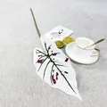 Artificial Caladium Leaf Fake Taro Leaves Greenery Plant Wall Home Decor Props Display - Single Caladium Leaf - White with Red Dots