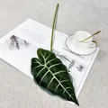 Artificial Alocasia leaf fake green plant for home decor wall living room ornament leaf - Single Caladium Leaf - Dark Green