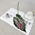 Artificial caladium leaf detail shot, decorative green plant stem for home decor and display. - Single Caladium Leaf - Green with Purple Center
