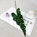 Artificial alocasia leaf detail view, realistic botanical green plant for wall decor and home interior. - Single Large Alocasia Leaf - Green with White Dots