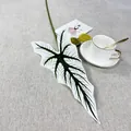 Artificial Alocasia leaf for home decor, single faux plant branch, realistic green foliage. - Single Large Alocasia Leaf - White Veined