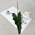 Detailed view of single artificial alocasia leaf for home decor and green plant walls. - Single Large Alocasia Leaf - Green with Yellow Center