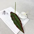 Artificial colocasia leaf green plant decor single fake caladium leaf for home room wall - Single Begonia Leaf - Green with Red Edges