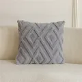 Housse de coussin tuftée à losanges gris moderne minimaliste pour décoration de canapé - 45x45cm (Housse Uniquement) / Gris