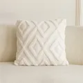 Housse de coussin touffetée blanche à motif géométrique doux en peluche pour le canapé - 45x45cm (Housse Uniquement) / Blanc