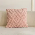 Housse de coussin en velours motif losanges rose pour canapé salon minimaliste moderne - 45x45cm (Housse Uniquement) / Rose