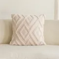 Housse de coussin touffue losange beige, étui de coussin en velours doux pour déco canapé. - 45x45cm (Housse Uniquement) / Beige