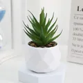 Plante grasse artificielle en pot, pot en plastique géométrique blanc décoration - Style I