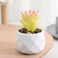 Artificial succulent plant in white geometric pot, ideal for office desk home decor. - Style C