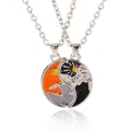 Ensemble de collier de couple soleil lune, pendentif yin yang magnétique pour amis. - Style Soleil Orange Gris (A3263-1-ORDG)
