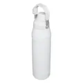 Stainless steel insulated water bottle detail showing the portable handle and spout design. - 16oz / White