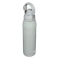 Gray stainless steel insulated sports water bottle with portable folding handle. - Gray