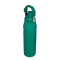 Green stainless steel insulated sports water bottle with portable folding handle for travel. - 16oz / Green