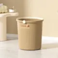 12L brown plastic trash can for home office bathroom, modern stripe waste basket with lid. - 12L / Blue