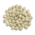 Shamballa rhinestone clay beads for DIY bracelets, sparkling crystal loose jewelry making accessories - 1 Bead / Light Yellow