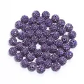 Purple rhinestone Shamballa clay beads detail, DIY bracelet jewelry accessory parts. - 1 Bead / Lotus Purple