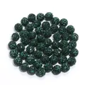 Dark green crystal pave Shamballa clay beads for DIY jewelry bracelet crafting details. - 1 Bead / Dark Green