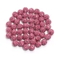 Pink Shamballa clay rhinestone loose beads for DIY bracelet jewelry making variant view - 1 Bead / Rose Red
