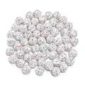 Shamballa clay rhinestone loose beads, round sparkle crystal beads for DIY bracelet jewelry accessories - 1 Bead / White