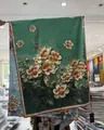 Retro Chinese style lotus printed double-sided long silk-like scarf and shawl item. - Style-16