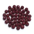 Dark red rhinestone Shamballa clay beads loose DIY bracelet jewelry making accessories. - 1 Bead / Dark Red