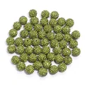 Green Shamballa clay rhinestone disco ball beads for DIY handmade bracelets and jewelry making. - 1 Bead / Olive Green