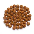 Amber brown Shamballa clay rhinestone loose beads for DIY bracelet jewelry making accessories. - 1 Bead / Golden