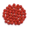 Red Shamballa clay rhinestone loose beads, sparkling straight-hole DIY bracelet jewelry parts. - 1 Bead / Orange Red