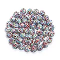 Shamballa clay rhinestone beads for DIY jewelry making, colorful loose spacer beads. - 1 Bead / Colorful White