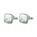 Square cufflinks for men women, abalone shell inlay, stylish french shirt suit accessories. - Square Multicolor Abalone Shell Style (B1297-3) / Colorful