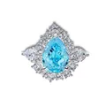 Gorgeous pear cut light blue cz cluster ring sterling silver variant jewelry piece - Size 9 / Waterdrop Shape (FDJZ-091) / Aquamarine