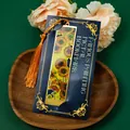 Vintage van gogh sunflower metal bookmark with tassel and card, elegant reading page marker. - Van Gogh Sunflowers Style (T01042082)