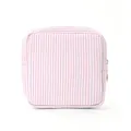 Rosa und weiße gestreifte Mini quadratische Kosmetiktasche mit Reißverschluss für reisen - Pink-Weiß Gestreift