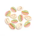 Colorful painted cowrie shell beads detail, perfect for DIY bracelet and necklace crafting. - Wavy Colorful / 10 Pieces/Pack (13*20mm)