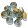 Resin two-color gilded abacus beads, colorful large-hole loose beads detail shot for DIY crafts. - Gray Blue Jade Flower Gold / Outer Size Approx 8x14mm, Hole Diameter Approx 5mm