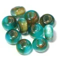 Colorful resin large hole beads two-tone gold shimmering abacus DIY jewelry accessories making - Grass Green Jade Flower Gold / Outer Size Approx 8x14mm, Hole Diameter Approx 5mm