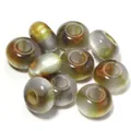 Resin two-color gilded abacus beads colorful large-hole cat-eye loose beads for DIY phone chains - Grey Jade Flower Gold / Outer Size Approx 8x14mm, Hole Diameter Approx 5mm