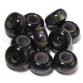 Close-up detail of black and gold resin abacus beads, large hole loose beads for DIY jewelry. - 8x14mm / Black Jade Flower Gold
