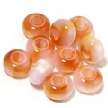Colorful resin large hole cat eye abacus beads for DIY phone chains and jewelry making accessories - Pink Jade Flower Gold / Outer Size Approx 8x14mm, Hole Diameter Approx 5mm