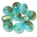 Detailed view of turquoise resin cat eye loose beads with gold foil, perfect for DIY jewelry. - Emerald Green Jade Flower Gold / Outer Size Approx 8x14mm, Hole Diameter Approx 5mm