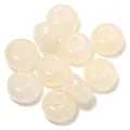 Closeup of milky white resin cat's eye abacus beads, ideal for DIY phone charms. - 8x14mm / Off-White Gilded