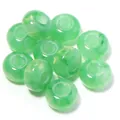 Close-up detail of green resin large-hole loose beads, ideal for DIY jewelry crafting. - Dark Green Gilded / Outer Size Approx 8x14mm, Hole Diameter Approx 5mm