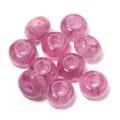 Close-up detail of pink marbled resin large hole loose beads with golden shimmer for DIY jewelry. - Dark Purple Aventurine Glass / Outer Size Approx 8x14mm, Hole Diameter Approx 5mm