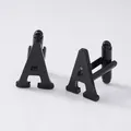 Black letter A cufflinks for men, geometric metal French shirt sleeve button studs. - Letter A Style (B1210-A) / Black