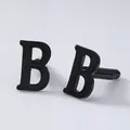 Black letter B cufflinks for men, classic french shirt cuff links, stylish accessory. - Letter B Style (B1210-B) / Black