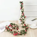 Artificial rose flower vine garland pink floral wall hanging wedding home decor prop variant. - Spring Peony Pink