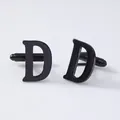 Black letter D metal French cufflinks for men shirt business fashion jewelry accessories - Letter D Style (B1210-D) / Black
